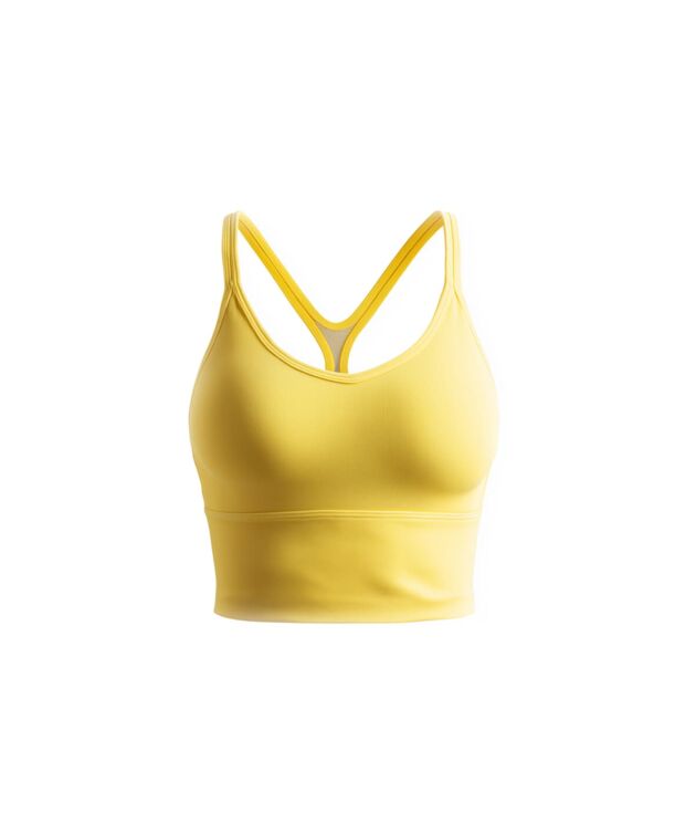 Yellow strappy sports bra